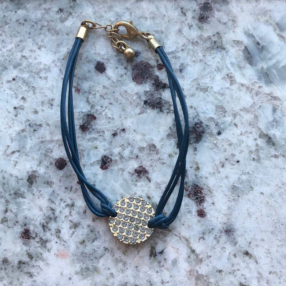 Lia Sophia gold & blue leather bracelet